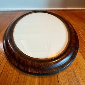 Antique Oval Tiger Stripe Wood Picture Frame 20.5 x 14.5 Flat Glass Early 1900s